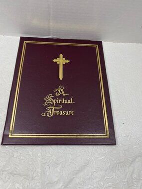 Burgundy "A Spiritual Treasure" Perpetual Mass Enrollment Signed Prayer Card